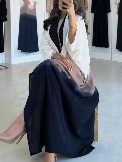 Women's Autumn Long Robe, Batwing Long Sleeve, Woven Fabric, Open Collar, Elegant Long Dress Suitable For Various Fashion Occasions