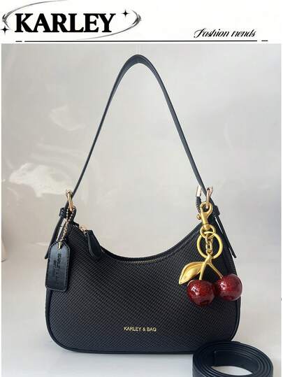 2026 New Fashion Classic Versatile Letter Graphic Design Solid Color PU Material Shoulder Bag,