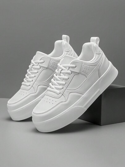 Men's Casual Splice Lace-Up Sneakers, Fashionable Daily Versatile Comfortable Athletic Skateboarding Shoes