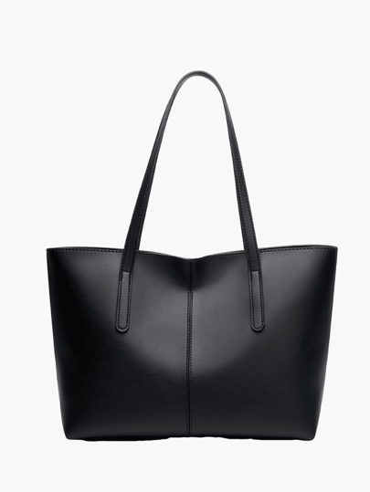 Fashionable Women's Handbag, New European And American Style Black Patchwork Tote Bag, Large Capacity
