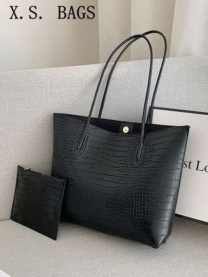 Mini Portable Crocodile Embossed Print Shoulder Handbag With Inner Pocket, Suitable For Women, Young Professionals, Office Workers As Business/Commute/Work/Office Gift